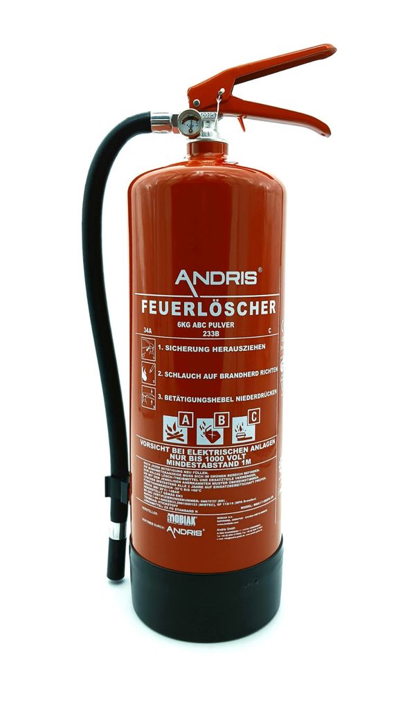 Original Adler Feuerlöscher Gloria 6 KG ABC Pulver mit Halterung