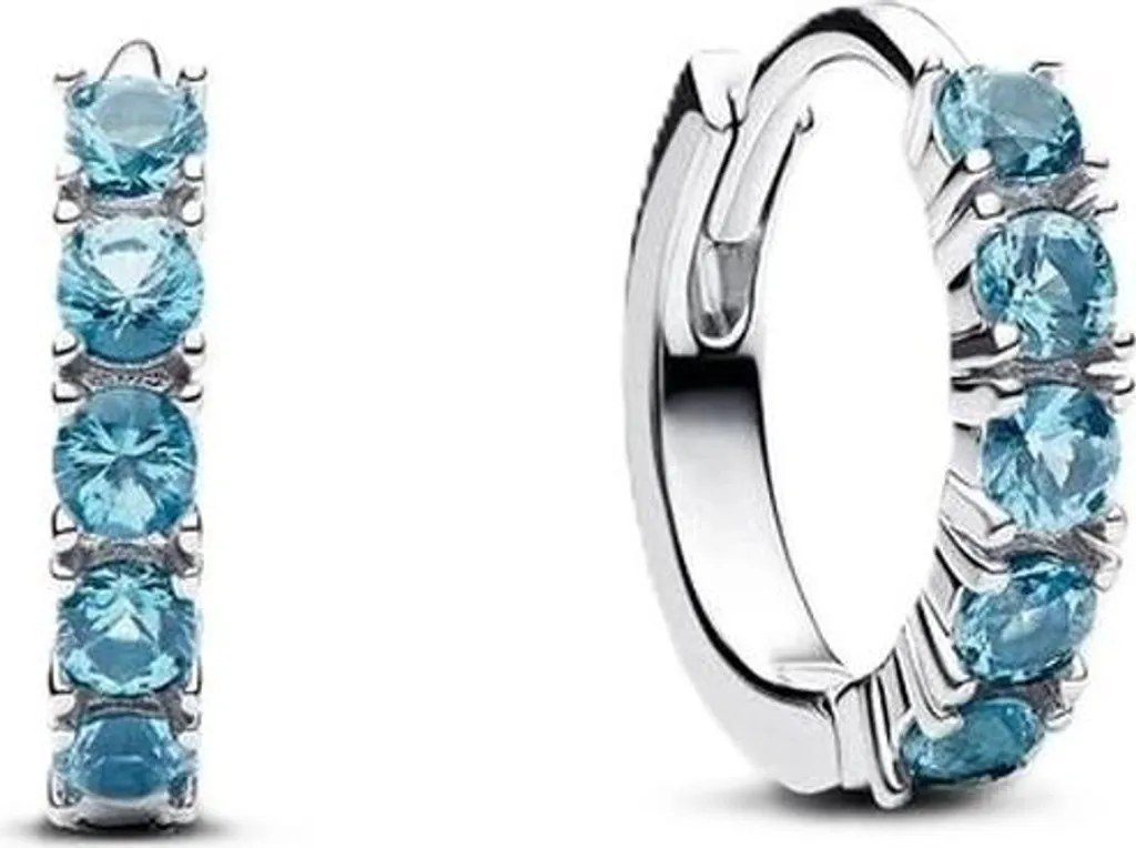 Orecchini Pandora Huggie 293849C01 Argento e Cristalli Blu Chic