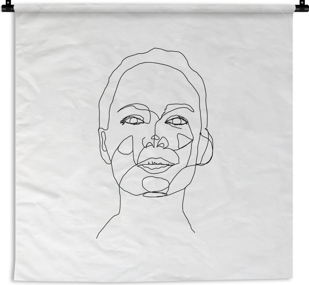MuchoWow Wandteppich Wandbehang Frau - Linienkunst - Abstrakt 150x150 cm Tapisserie Dekoration Wandtuch - Wohnaccessoires - Modernes