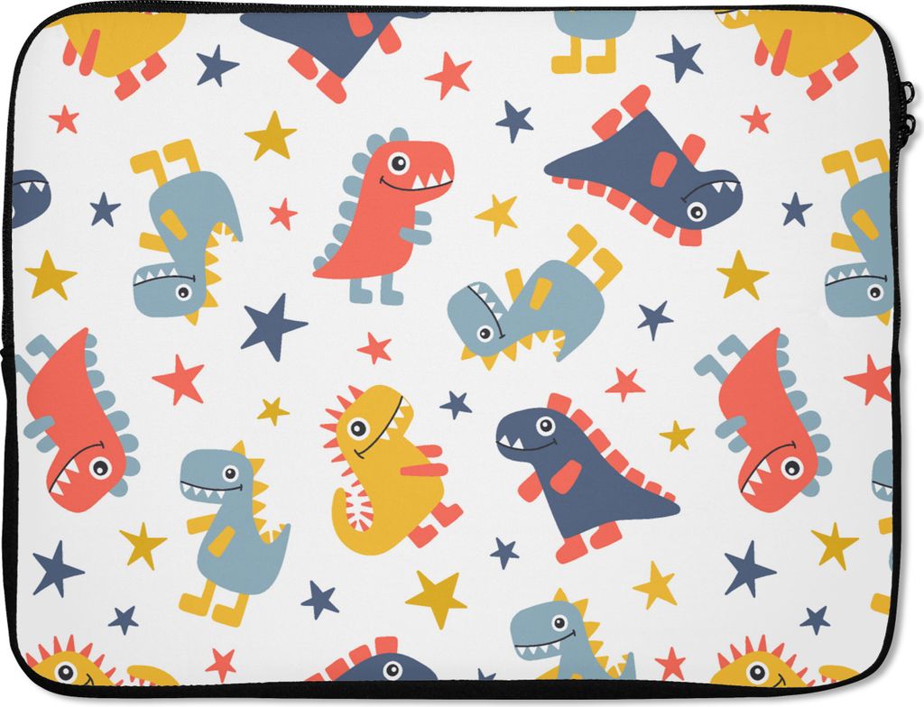 MuchoWow Laptop Hülle 15 Zoll Muster - Dino - Sterne - Jungen - Baby - Kinder - Kinder Laptoptasche - Laptoptasche - Sleeve - Rundum-Schutz