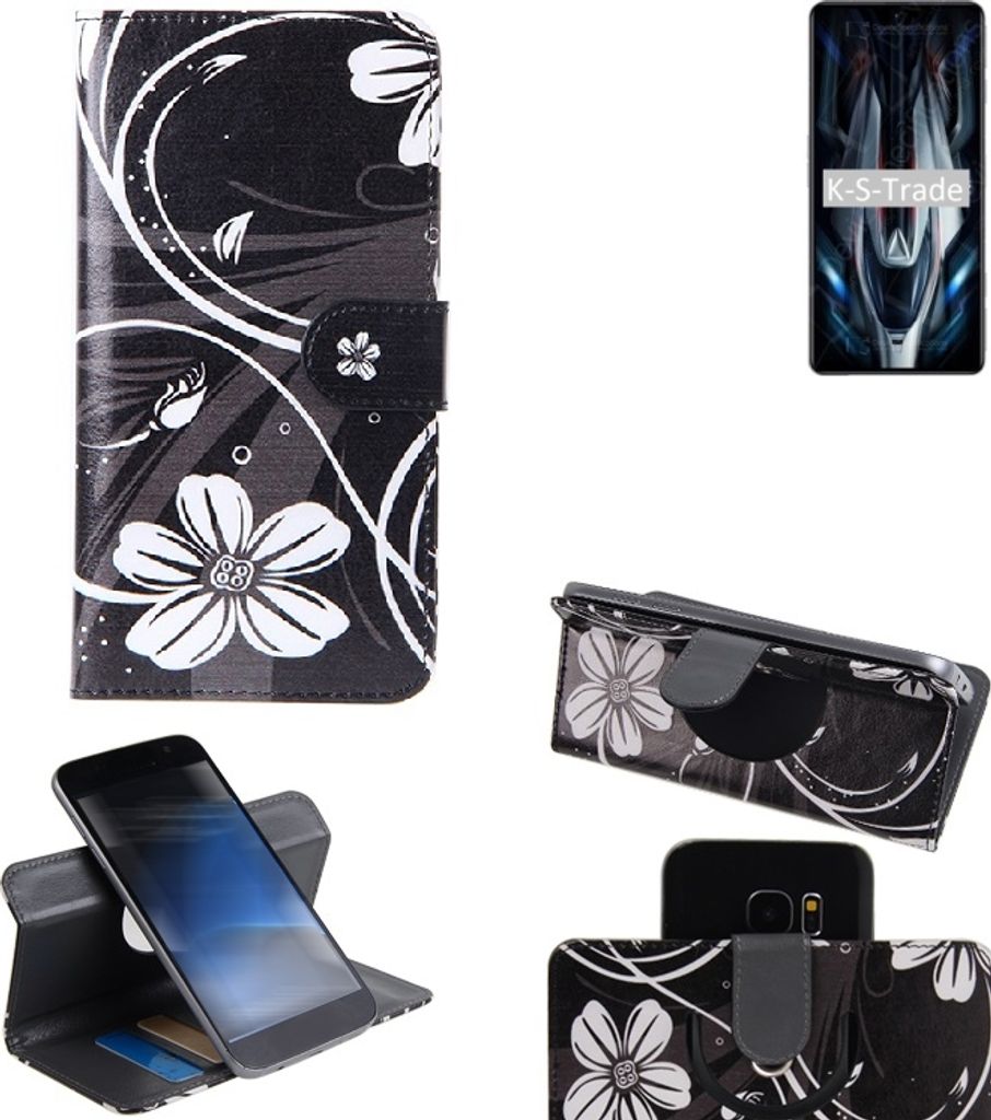K-S-Trade Schutzhülle Handyhülle kompatibel mit Xiaomi Redmi K50 Gaming Edition Hülle 360° Wallet Case ''Flowers'' Klapphülle Hülle