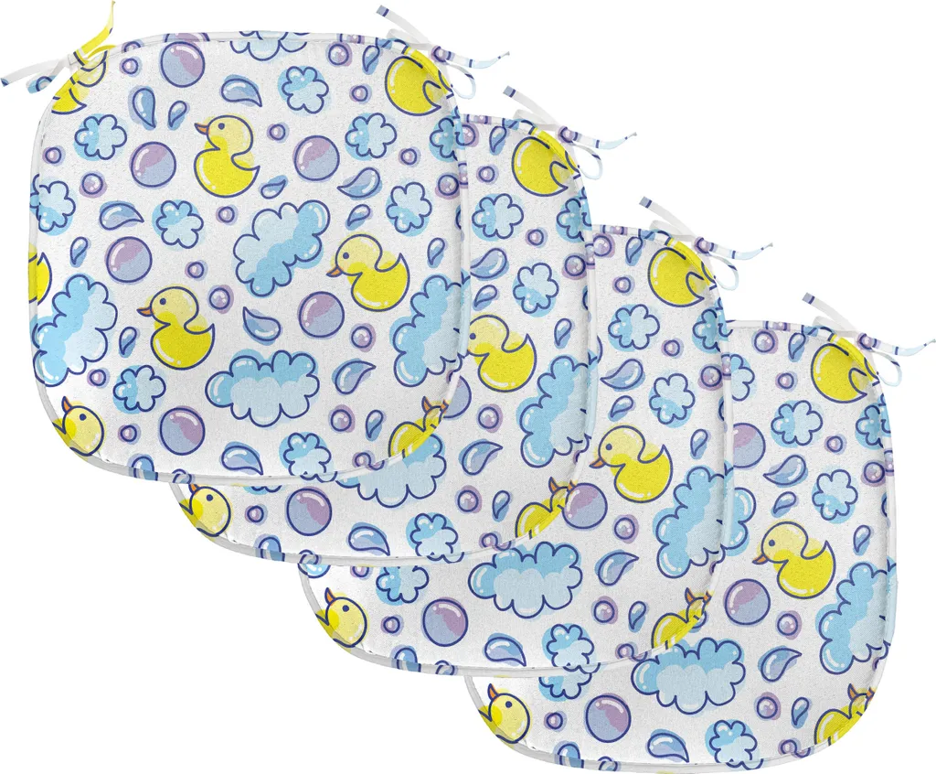 Coussin de Siège Imperméable Lot de 4 avec Motif Canard Bubbles 40x40 cm
