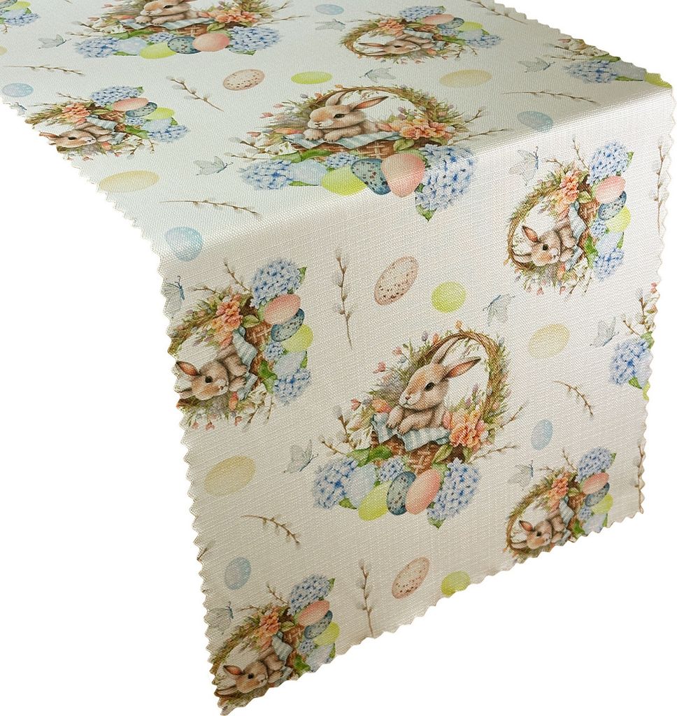 Fleckenresistente Tischtuchläufer Ostereier Hase Beige 45x140
