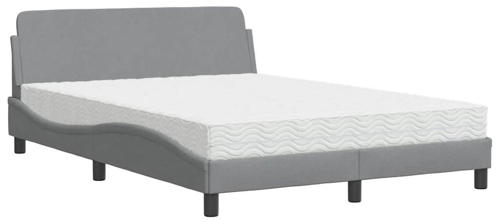 vidaXL Bett mit Matratze "Dover" Hellgrau 120x200 cm Stoff