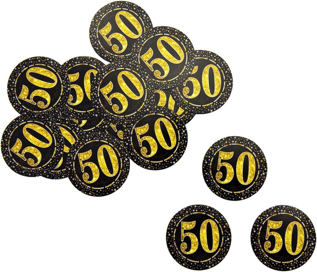 Oblique Unique Konfetti Zahl 50 Geburtstag Jubiläum Hochzeitstag Tisch Deko Streudeko - schwarz gold
