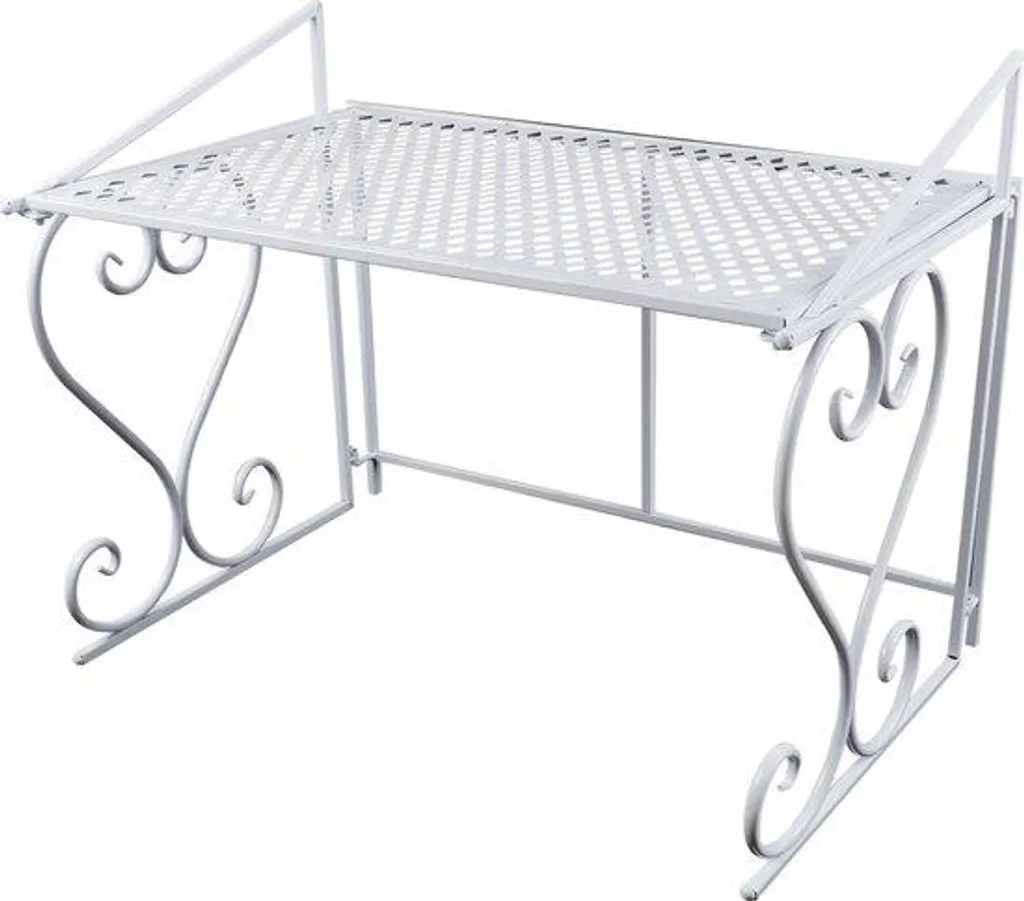 Support pour micro-ondes et organisation de cuisine, étagère métal blanc gain de place