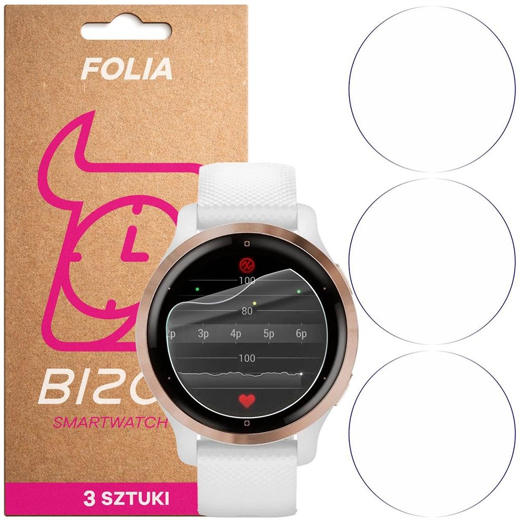 3x Schutzfolie für den Bildschirm für Garmin Venu 2S, Bizon Produktbild 