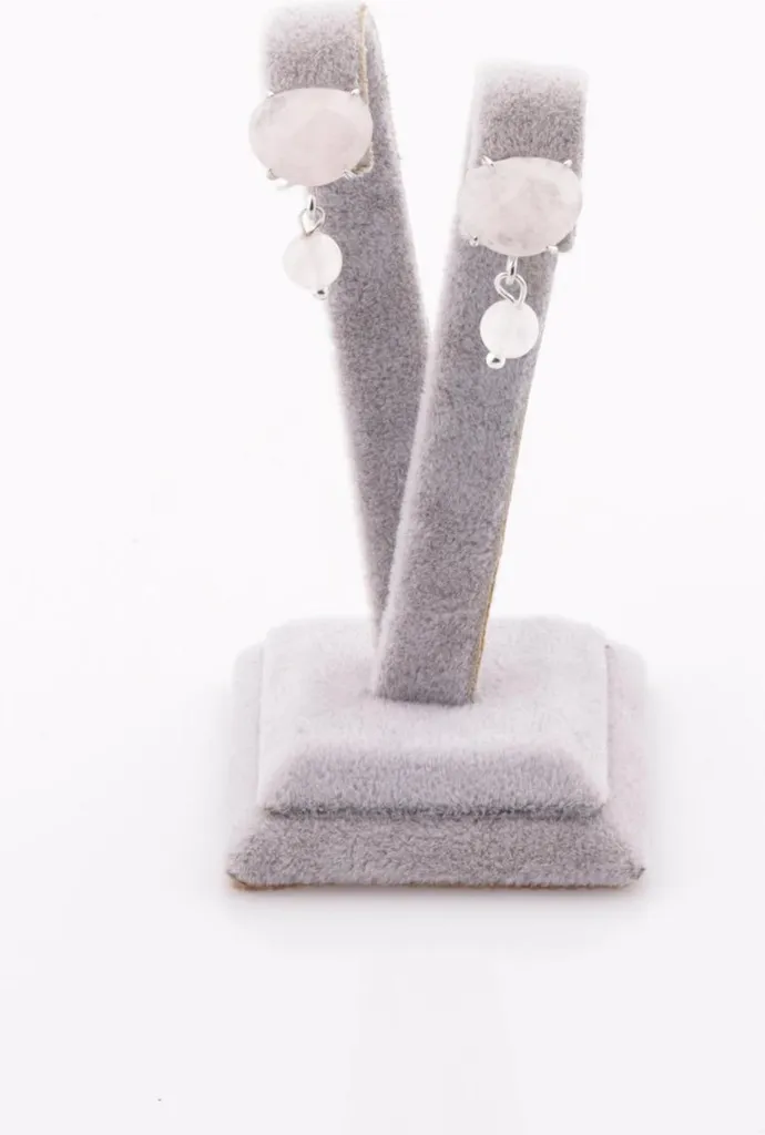 Boucles d'oreilles quartz rose anti-allergie légères de 2.4 cm - 2