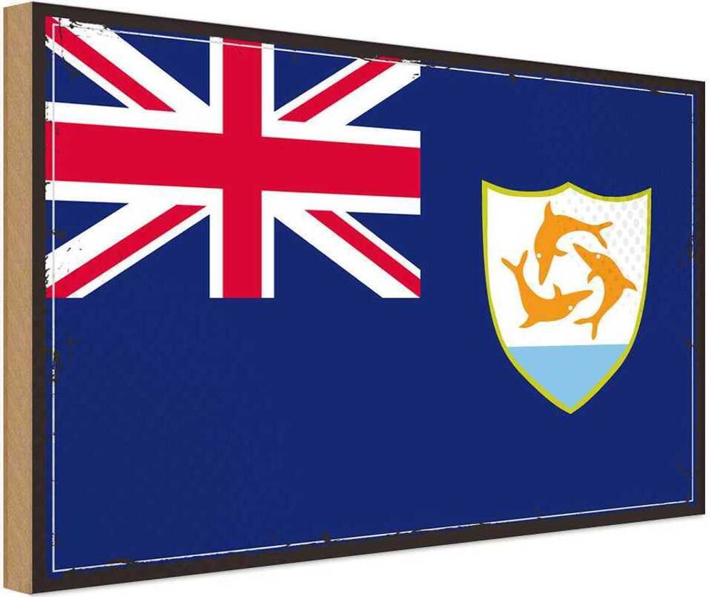 vianmo Holzschild 12x18 cm Anguillas Anguilla Flagge Fahne Wappen