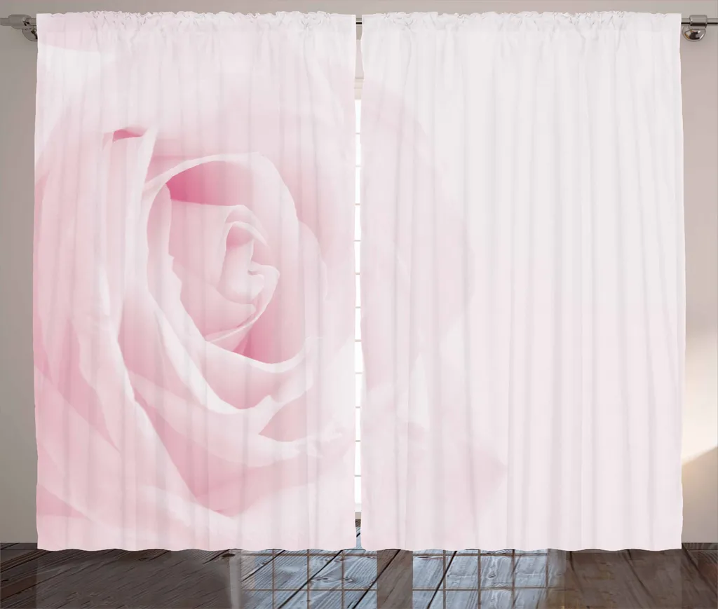 Rideau Universel Rose Clair à Motif Floral Rustique pour Salon et Chambre