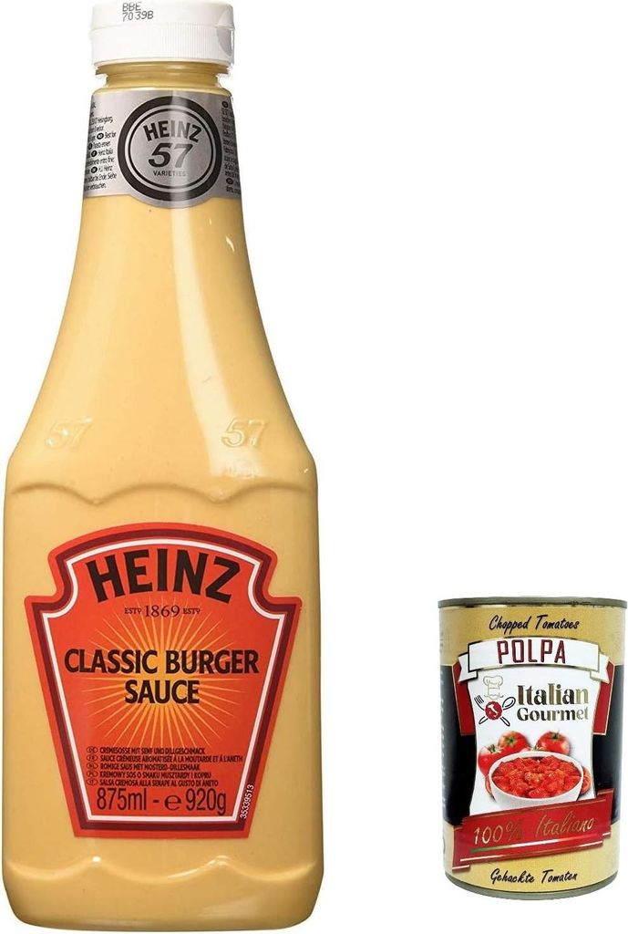 3x Heinz Sauce Burger Sauce Classica 875ml Up Right Flacon Chips Gewürz Flasche + Italian gourmet polpa 400g