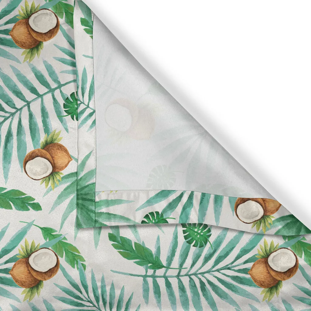 ABAKUHAUS Tenda A Pannello Set 2 Pezzi Con Foglie Di Banana, Cocco E Ananas, Tessuto In Microfibra, 150x175 Cm, Multicolore Per Soggiorno E Camera Da Letto