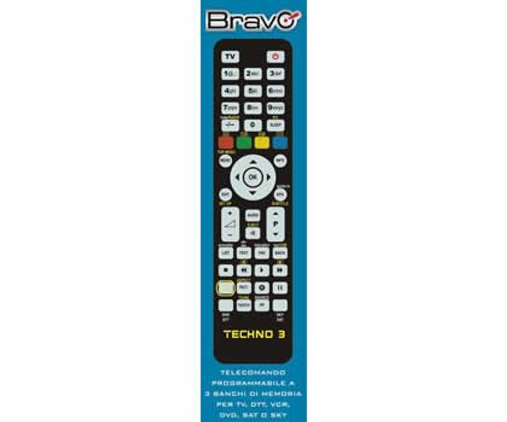 Bravo TECHNO 3, DTT, DVD/Blu-ray, SAT, TV, VCR, IR Wireless, Drucktasten, Schwarz