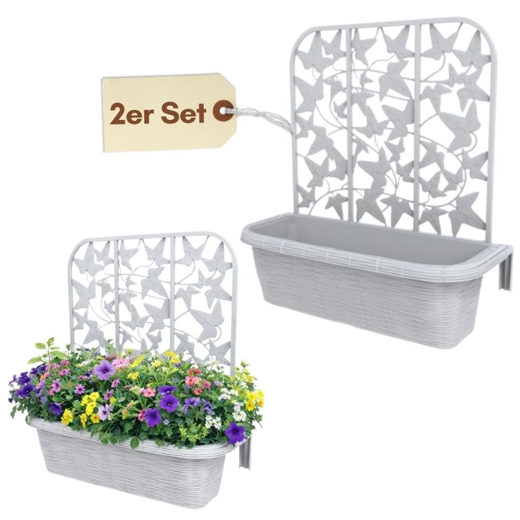2er Set Blumenkasten Balkon Balkonkasten mit Spalier Produktbild 