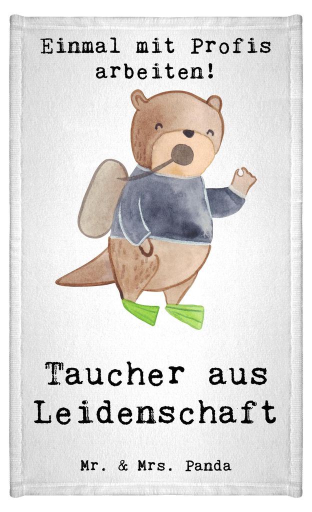 Mr. & Mrs. Panda Handtuch Taucher Leidenschaft - Weiß - Geschenk, gäste wc, Frotteehandtuch, Gästehandtuch 30x50, Gästetuch, Klein