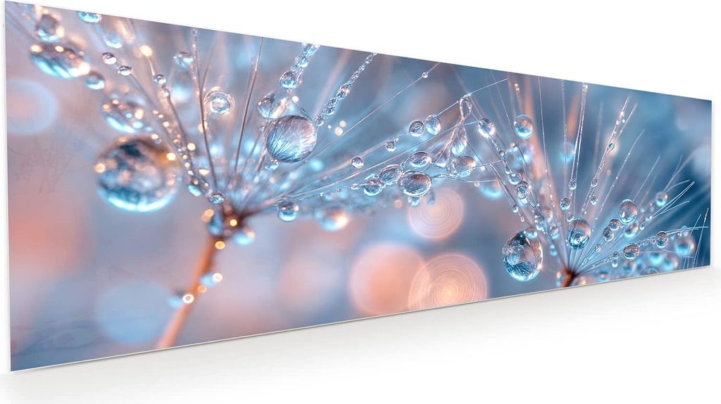 Glasbild 120x40cm in XXL für Wohnzimmer, Schlafzimmer Motiv Wassertropfen Kunst