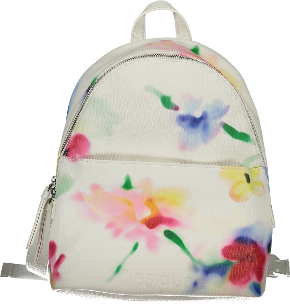 Moderner Damen Rucksack in Weiß mit Kontrastdetails und Fächern