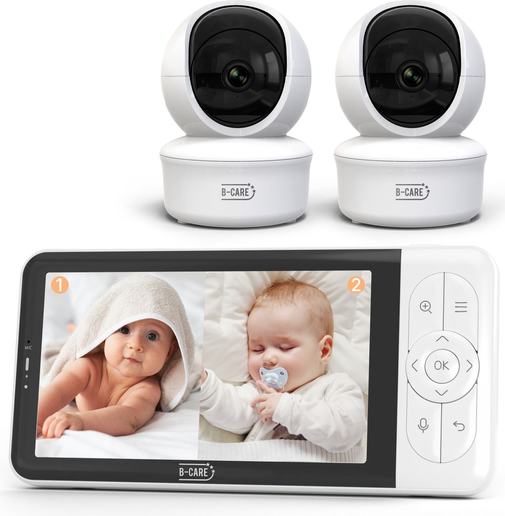 B-Care Moon WLAN Babyphone, 5" HD Display, App & Monitor, Nachtsicht, 2-Wege-Audio, Bewegungs- & Geräuschdetektion, erweiterbar auf 2 Kameras