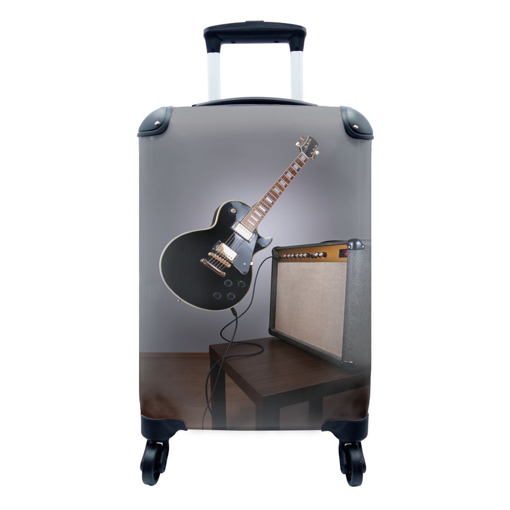 MuchoWow Koffer Handgepäck Trolley Rollkoffer Kleine Reisekoffer mit 4 Rollen - Eine schwebende E-Gitarre - Cabin Size < 55x40x23 cm & 55x40x20 ...