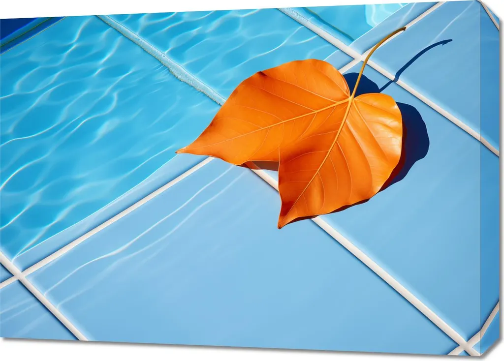 Tableau 70x50 cm Feuille au bord de l'eau : Décorez vos Murs Vides