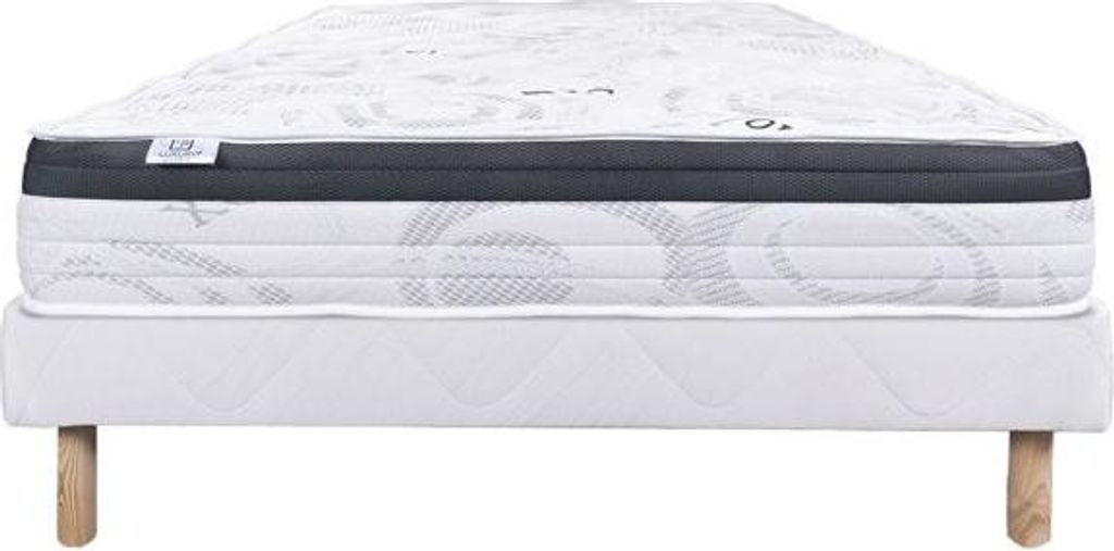 LUXURY LITERIE - Matratze + Lattenrost-Set - SLEEPLUX - 160 x 200 cm - Gepolstert - Fest - Sommer-/Winterseite