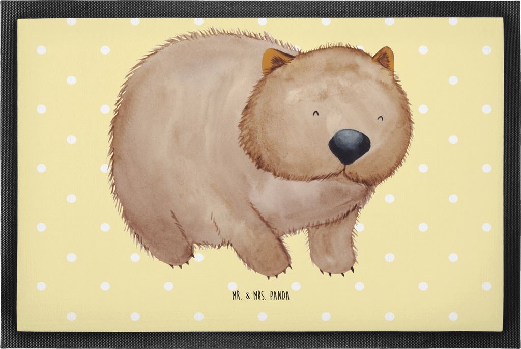 Mr. & Mrs. Panda fußmatte Wombat 50 x 75 cm - Gelb Pastell - Geschenk, Spruch, Australien, Schmutzmatte, Motivation, Lustige Sprüche, Schmutzfang...