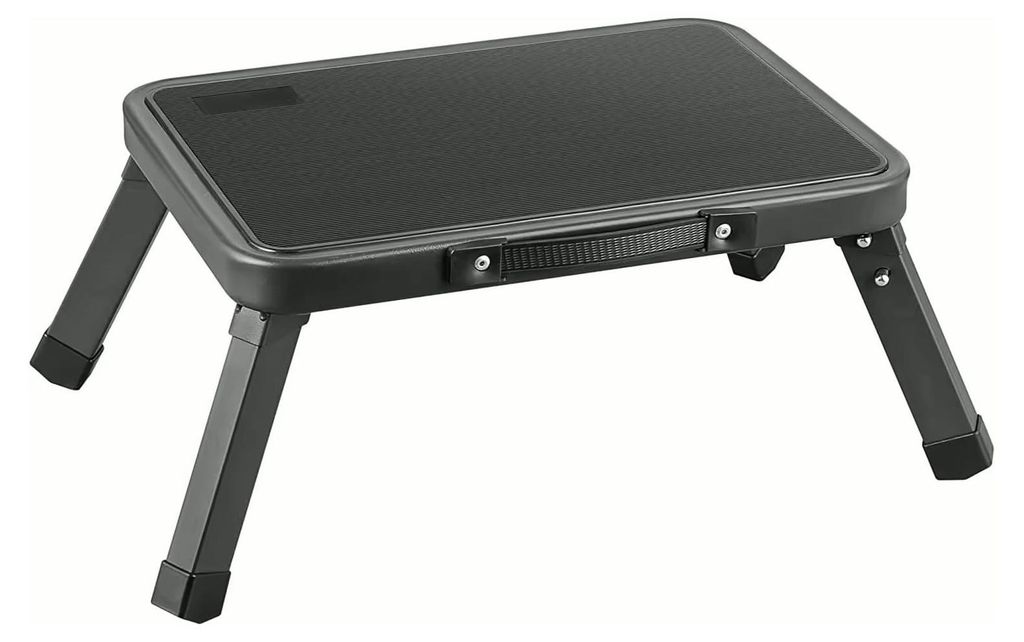 Hochwertiger Klapptritt – Klapptritt für Wohnwagen, Wohnmobil und Zuhause – Rutschfest – Robust und platzsparend – Schwarz