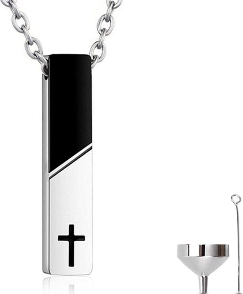 Luxe Aschenbecher-Halskette (55 cm) für Asche, Haare oder Parfum - Gedenkschmuck mit Asfüllhilfe und Aufbewahrungstasche