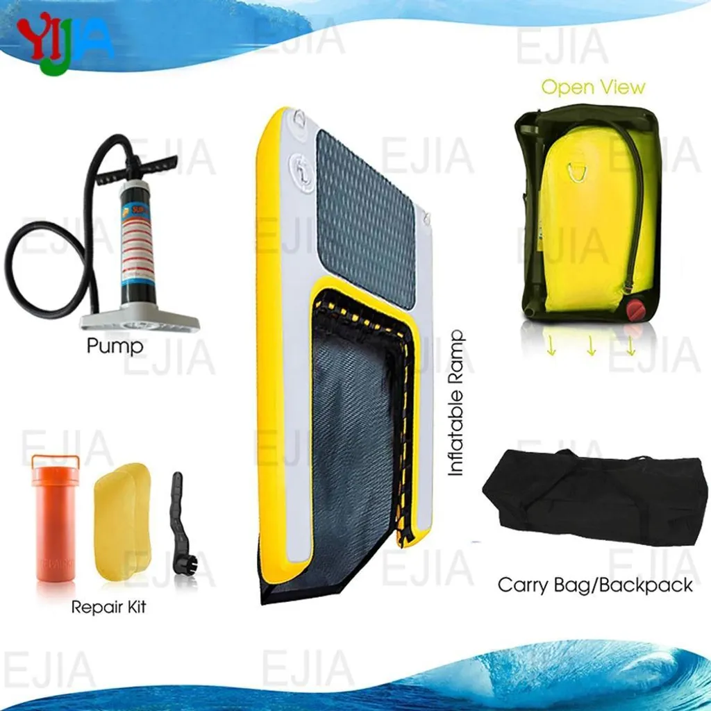 Plateforme de baignade gonflable pour chien, rampe bateau robuste jaune