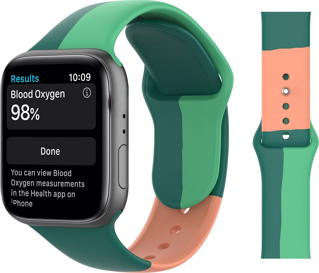 Armbandwächter Drei-Farbton-passende Bergsteigerschnalle-Design Silicon Multi-Color-Uhrengurt für Apple Watch 1/2/3/4/5/6-Grünblaues Pulver-Grö...