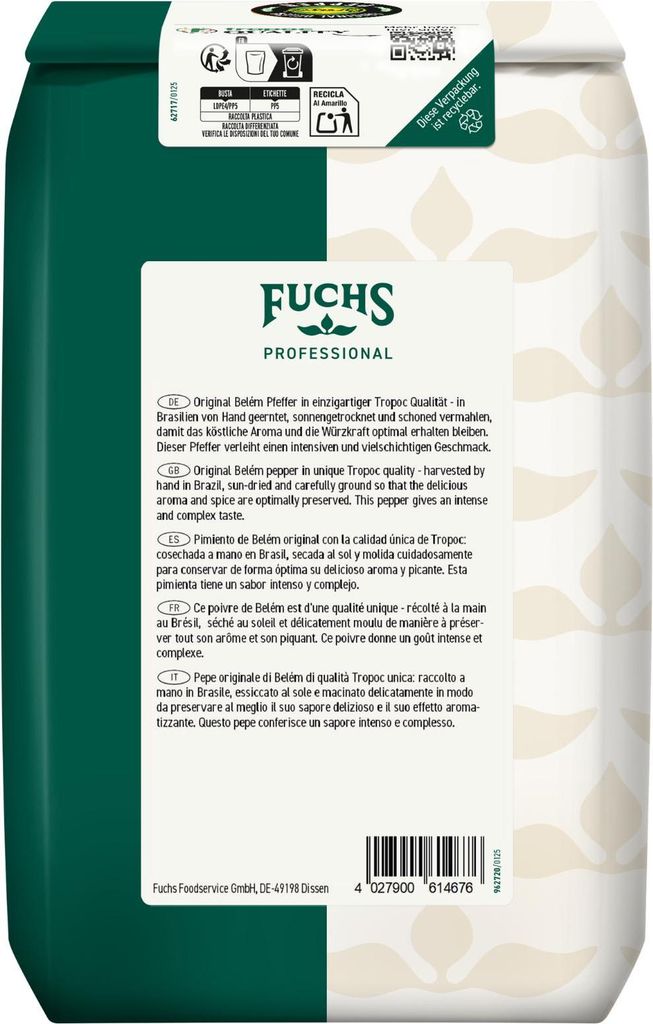 Fuchs 380788006 Fuchs Pfeffer schwarz gemahlen Gewürz, 1,0 Immagine del prodotto 