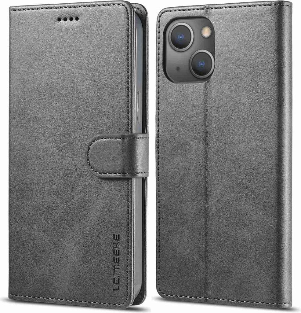 iPhone 14 Plus Hülle - LC.IMEEKE Luxus Klapphülle - Grau