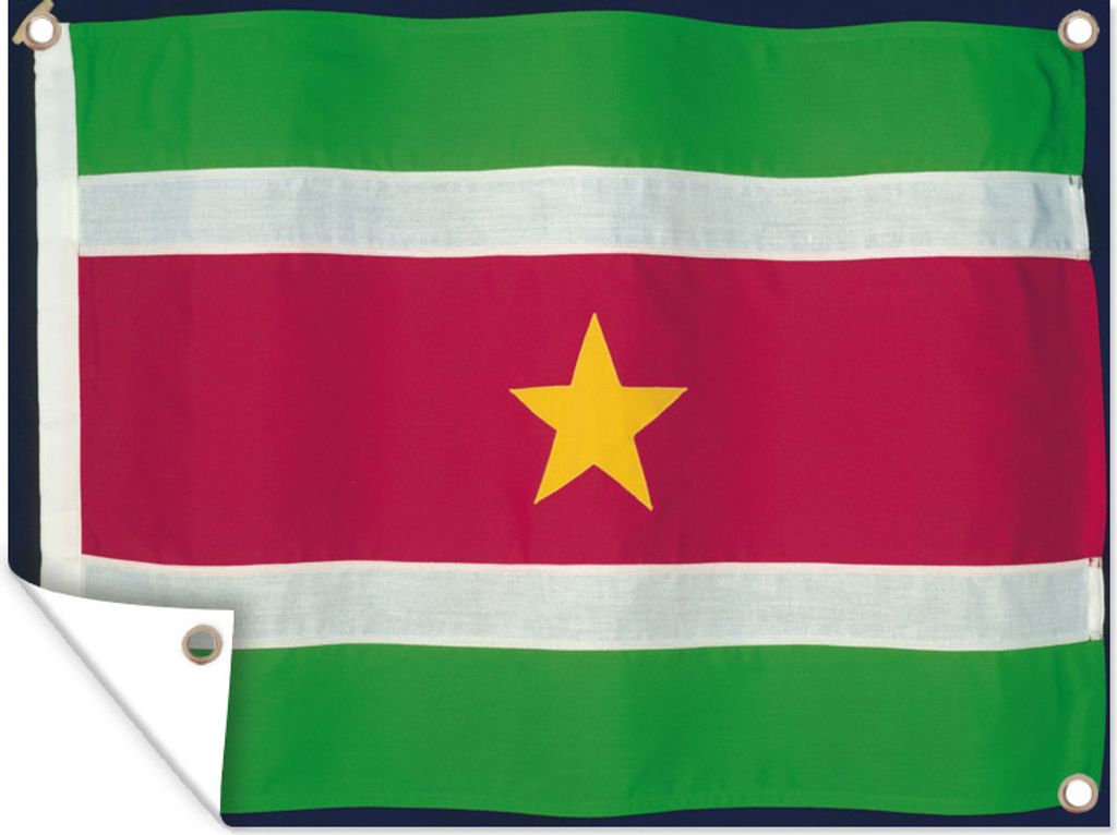 MuchoWow 40x30 cm Outdoor-Poster Gartendeko Sichtschutz Garten Poster für den Garten Die Flagge von Suriname auf schwarzem Hintergrund