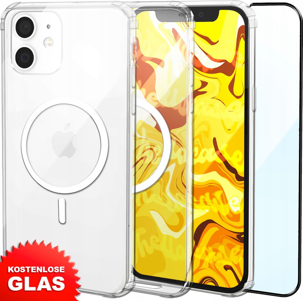 Handy Hülle MagSafe für APPLE IPHONE 12 MINI (5,4") Hülle Schutzhülle Case Premium Schutz Magnetisches klar transparent Etui - Displayschutzgla...