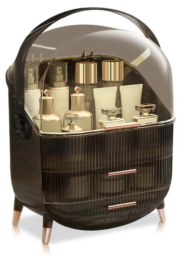 Organiseur Maquillage avec Couvercle et Tiroirs, Boîte Beauté Mobile