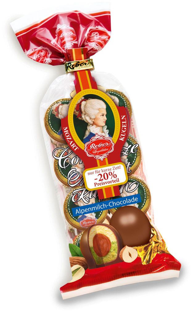 Constanze Mozart Kugeln umhüllt mit 2 Schichten Alpenmilch Produktbild 