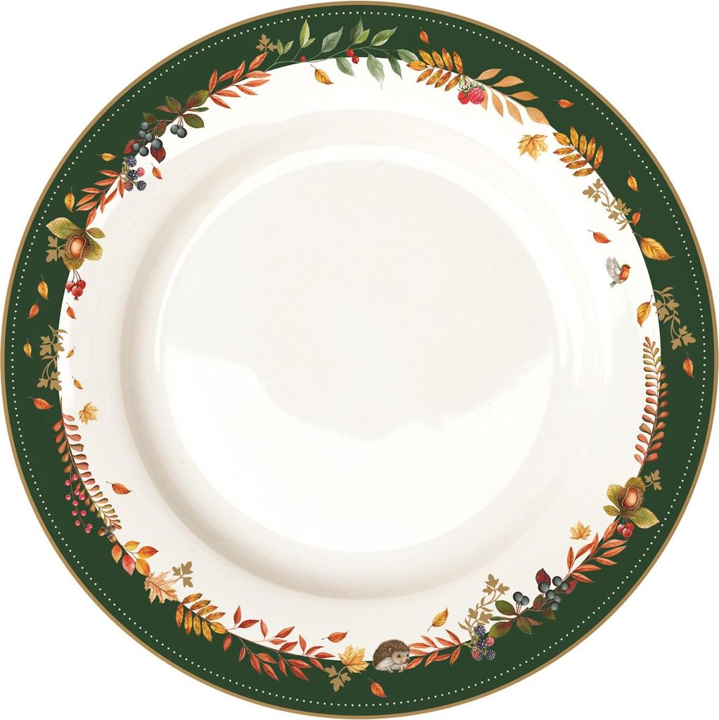 Speiseteller Forest Dream mit Blättern D. 26,5cm aus Porzellan Easy Life