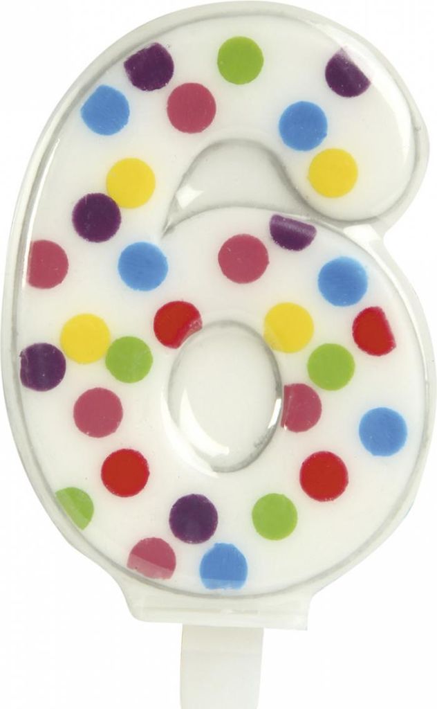 Bunte Konfetti Zahlenkerze Nummer 6 (6,5cm) Produktbild 