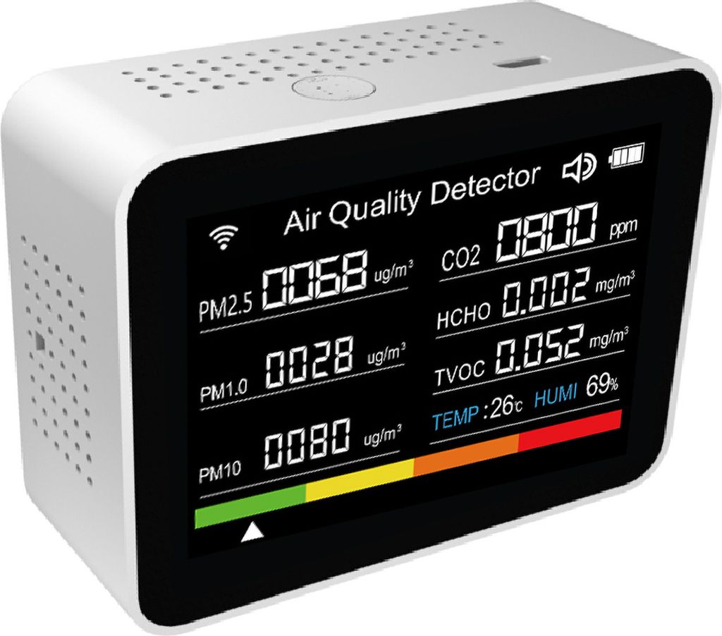 13 in 1 für Tuya WIFI Intelligent Air Quality Tester Indoor CO2 Detector CO2/TVOC/PM2.5/PM1.0/PM10/Temperatur/Luftfeuchtigkeit/Zeit/Datum/Alarm/Ti...