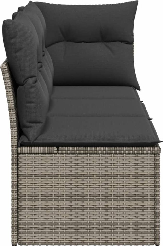 vidaXL Gartensofa mit Kissen 3-Sitzer Grau Poly Rattan Produktbild 5