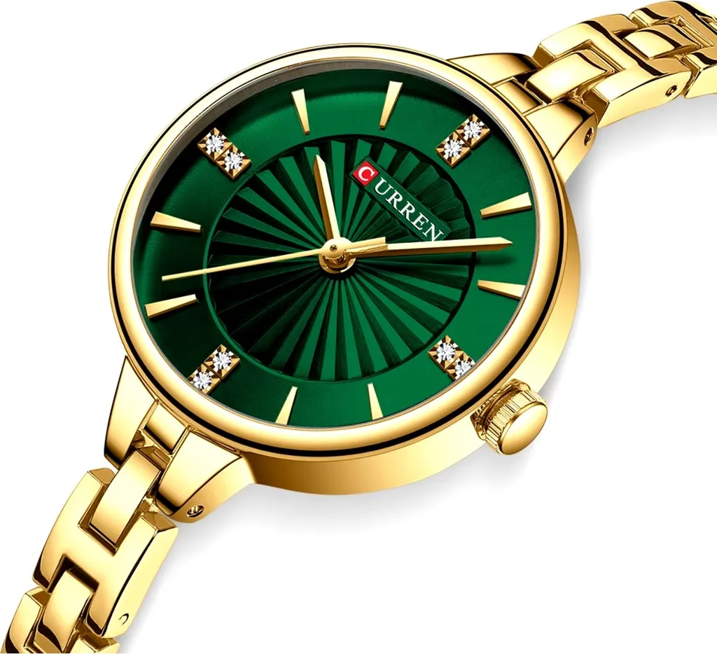 Montre Dorée Femme Cadran Vert Émeraude - Style Chic et Luxe CURREN 35231