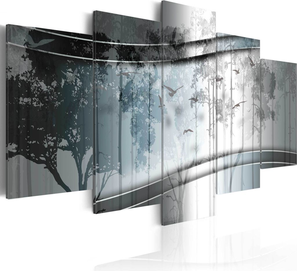 Leinwandbilder 200x100 cm b-C-0005-b-p Vlies Leinwandbild 5 tlg Kunstdruck modern Wandbilder XXL Wanddekoration Design Wand Bild BÄUME VOGEL WALD ...