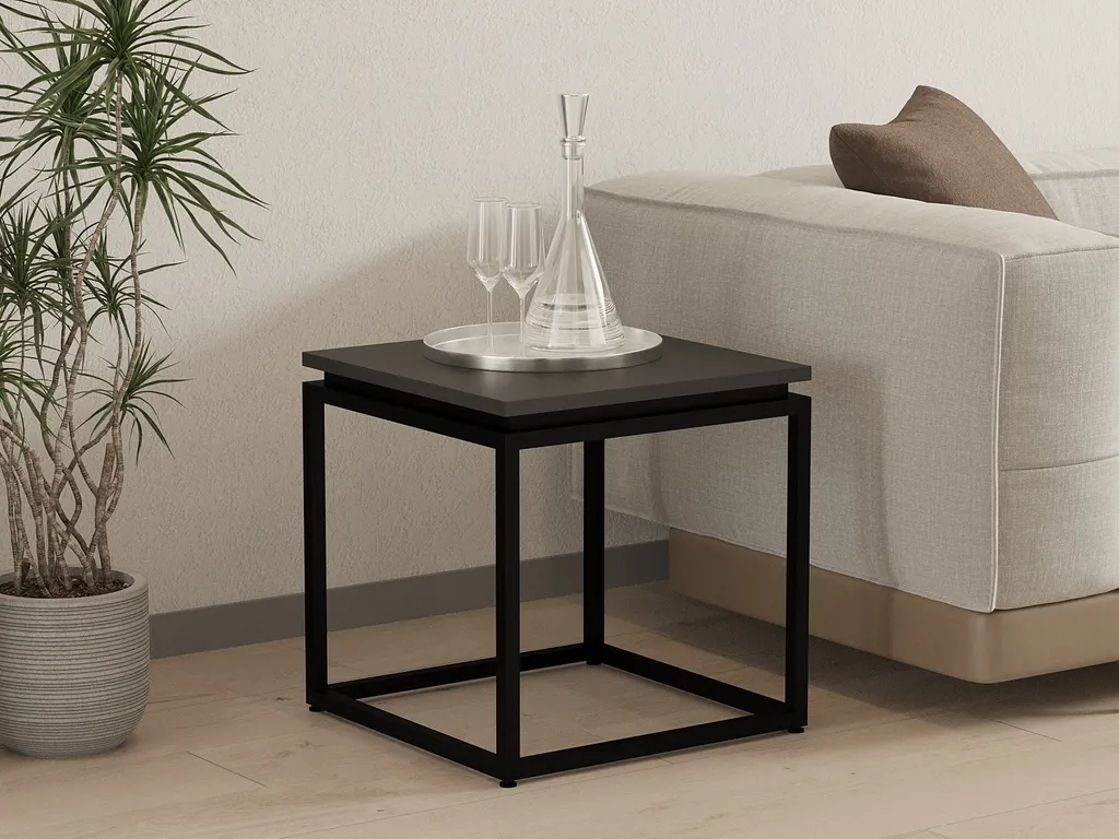Skye Decor, Leylak - Nero, tavolino, nero, 100% pannelli truciolari rivestiti in melamina, 45 x 45 x 45,5 cm