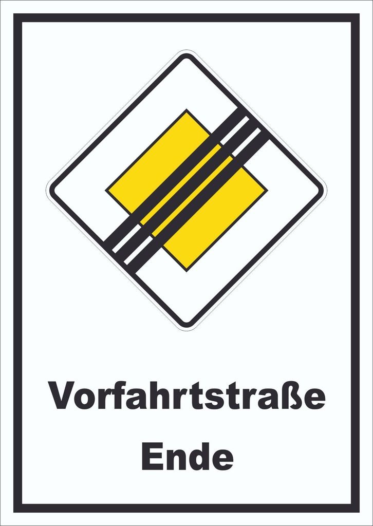 Vorfahrtstraße Ende Schild A5 Rückseite selbstklebend