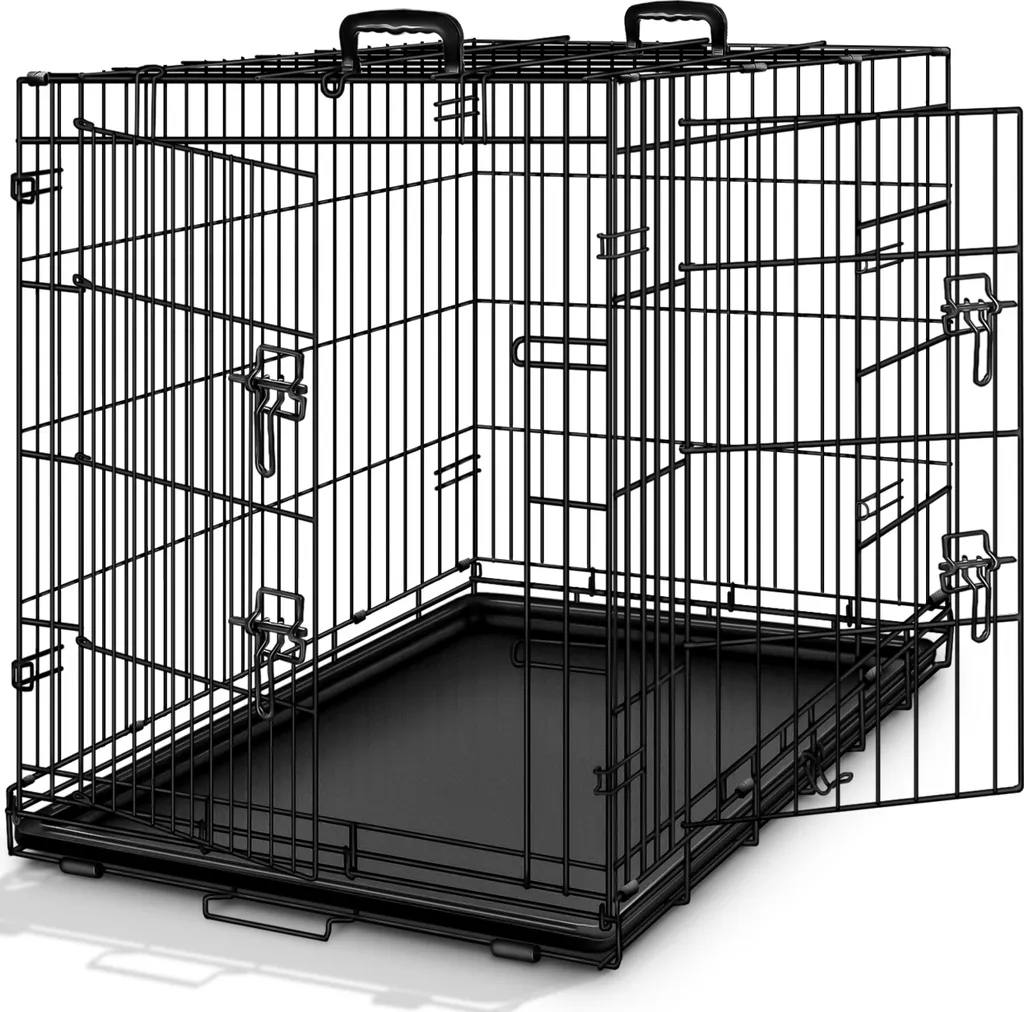 TRESKO® Gabbia Cani 77x48x54cm - Trasportino Auto Metallo Pieghevole