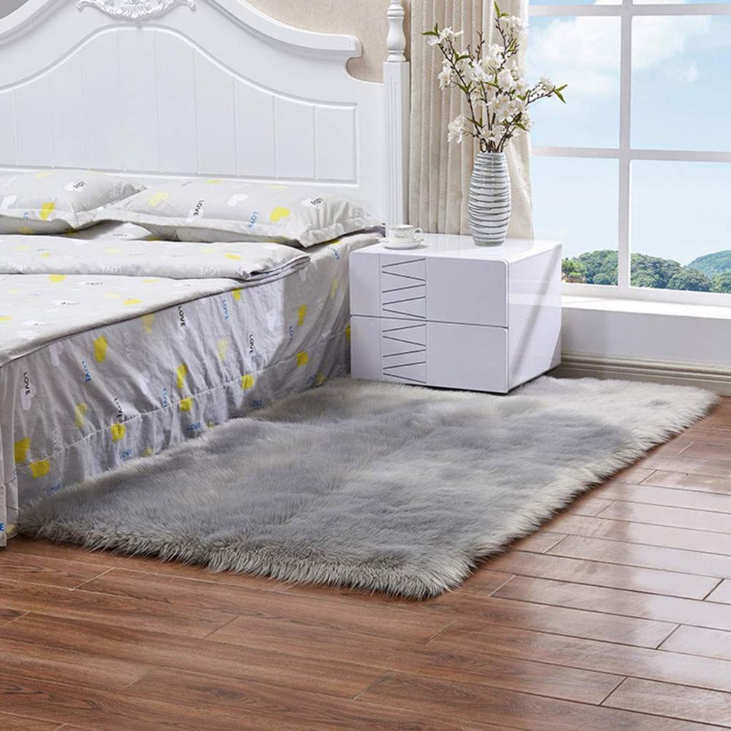 Kunstfell-Teppich Läufer Bett-VorlegerSchlafzimmer WohnzimmerRechteckig 