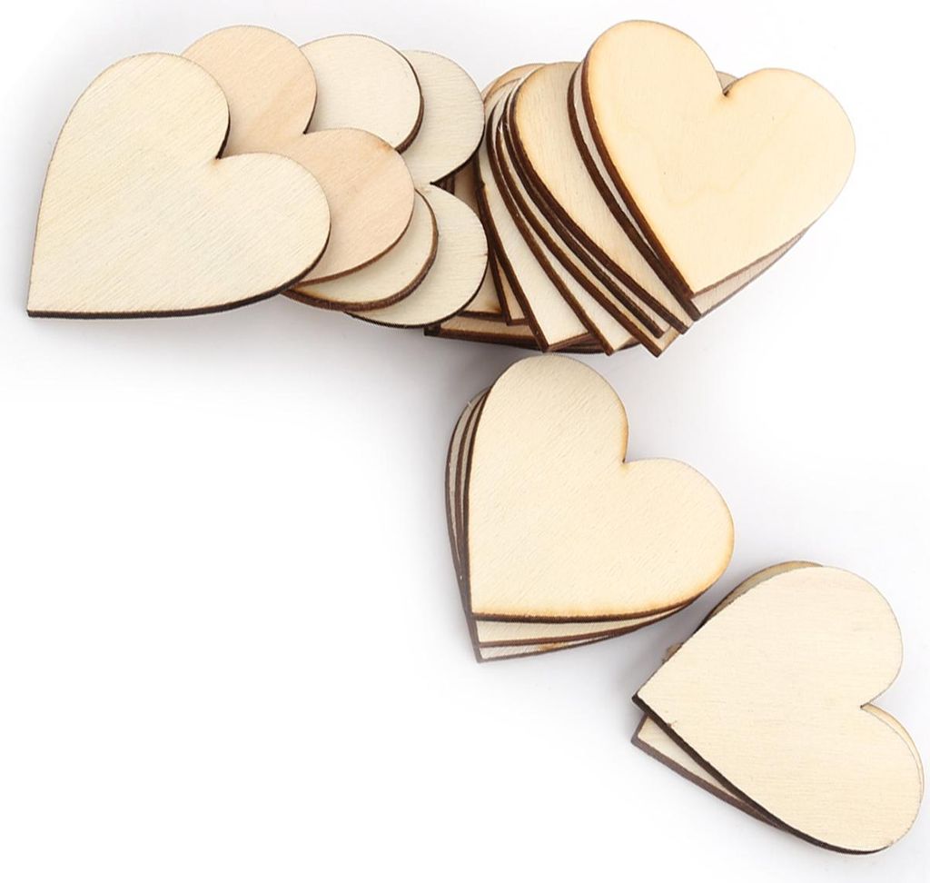 Holzherzen, Leere Naturholzscheiben Streudeko Herzen fr DIY Hochzeit Dekoration(50mm 25pcs)