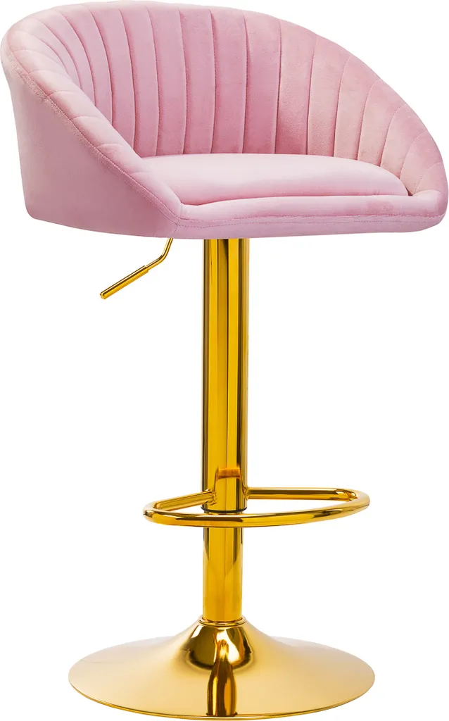 Chaise de bar 4Rico QS-B16G velours rose avec dossier élégant
