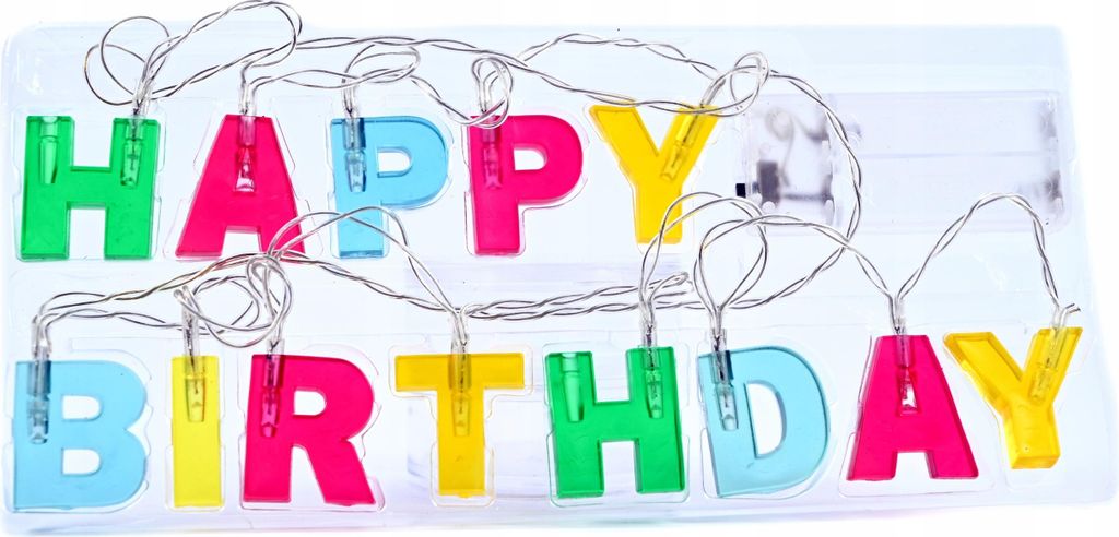 LED Lichterkette Happy Birthday Girlande 170cm - Bunte Produktbild 
