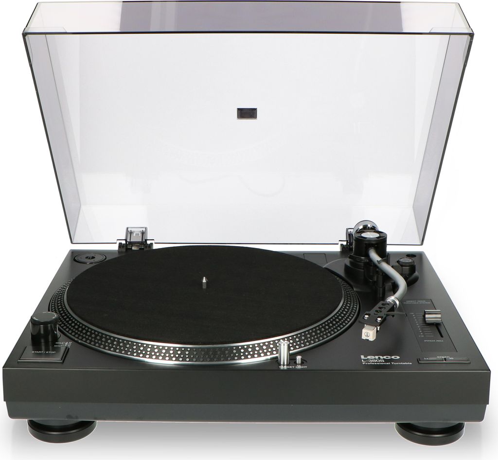Lenco L-3808 Black - Plattenspieler mit Direktantrieb - Pitch Control - USB/PC-Encoding - Schwarz